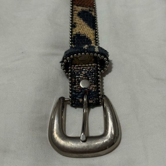Absolutely Fresh Vintage Tapestry Patchwork Silver Ball Chain Belt 36” - Picture 2 of 8